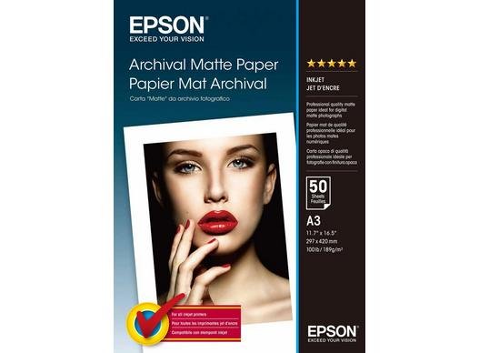 Papier fotograficzny EPSON Archival, DIN A3, 189g/m² mat, 50 arkuszy
