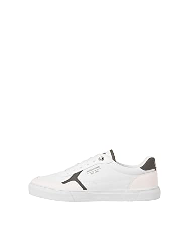 JACK & JONES Męskie kapcie JFWEUSTON Canvas Combo, zimowa biel/szczegóły: White/Darkest Spruce, 42 EU, Winter White Detail White Darkest Spruce, 42 EU