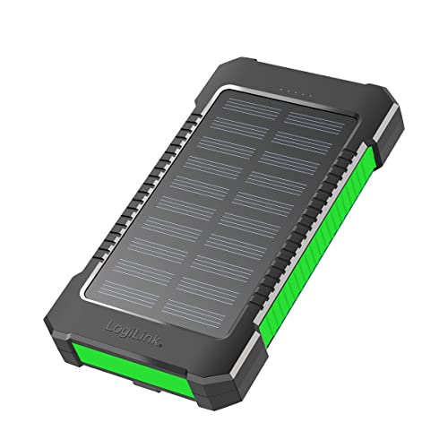 Solarny powerbank o pojemności 8000 mAh, latarka, jednoczesne ładowanie 2 urządzeń (2 x USB typu A), czarno-zielony