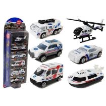 Zestaw pojazdów ratowniczych 1:64 6szt Leantoys