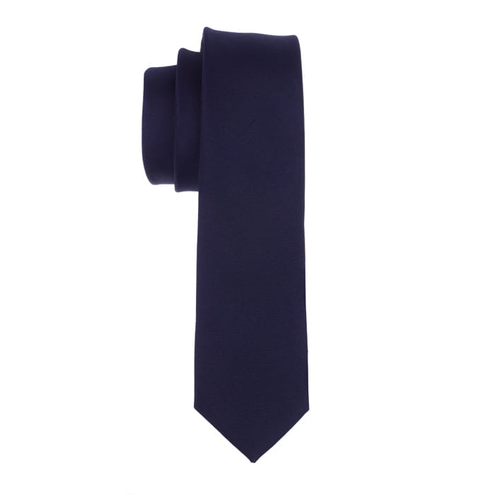 Krawat wąski granatowy gładki EM 66 - EM Men's Accessories