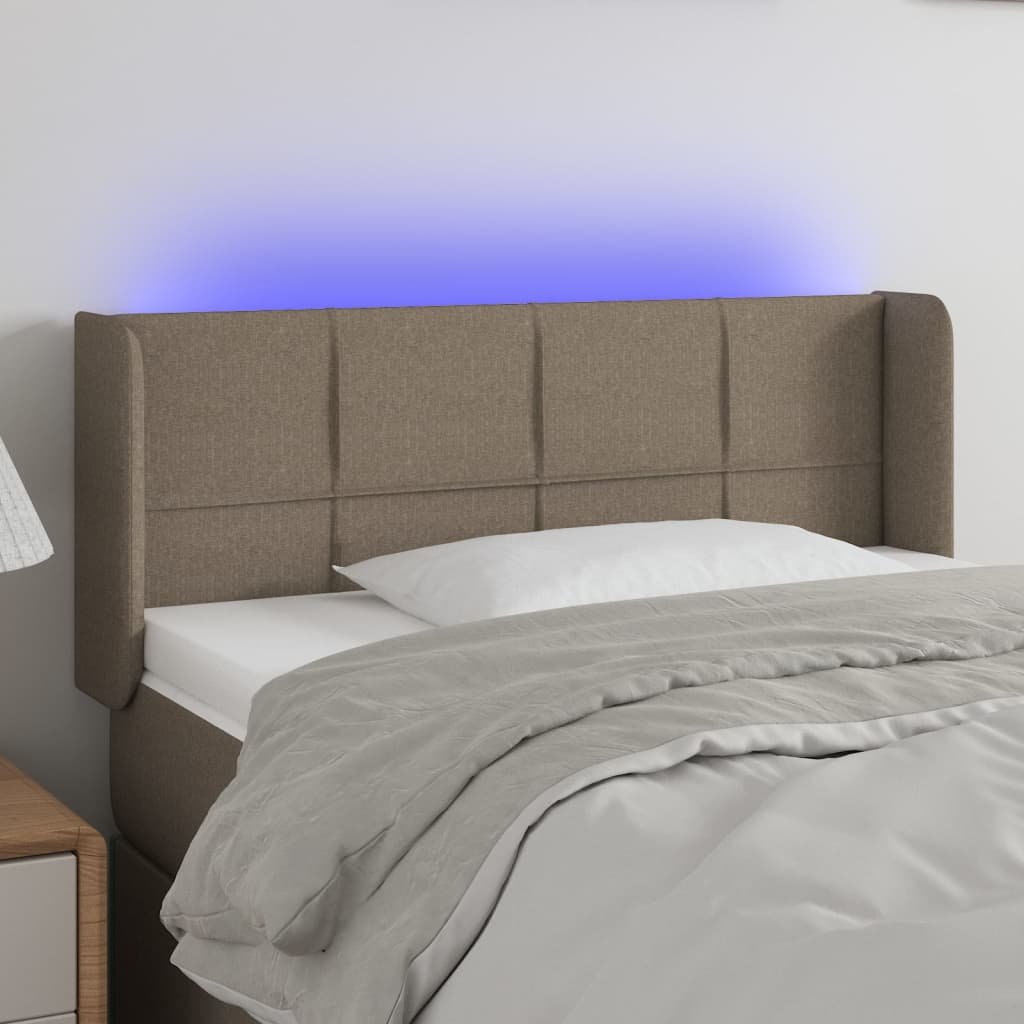 Zagłówek do łóżka z LED, taupe, 83x16x78/88 cm, tkanina Lumarko!