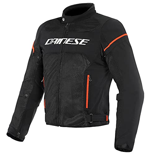 Dainese Air Frame D1 Tex Kurtka, wiatroszczelna kurtka motocyklowa, męska, czarna/biała/fluo-czerwona, 44