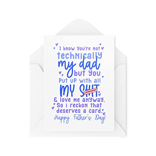 Śmieszne kartki na Dzień Ojca - Not Technically My Dad - Thank you Step Dad - Bonus Dad - Like a Dad - Mum Dad Partner - CBH1628