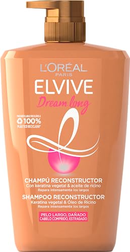 L'Oréal Paris Elvive szampon do włosów długich i prostych, wzbogacony keratyną roślinną i olejem ochronnym, Maxi Format, Dream Long, 1 l
