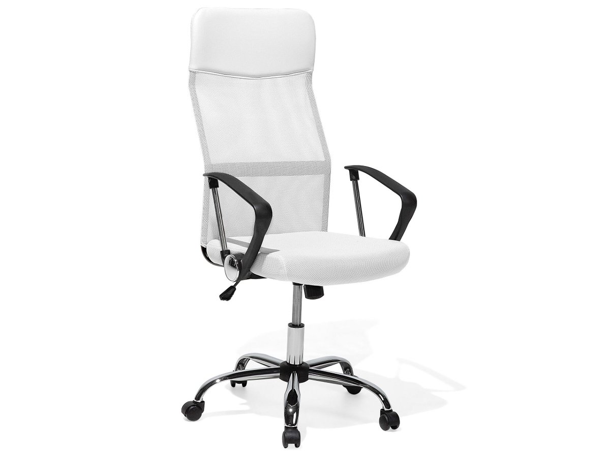 Beliani Krzesło biurowe białe regulowana wysokość DESIGN