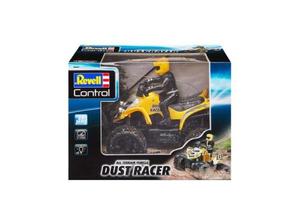 Revell 24641 New Dust Racer 8 RC Quad Bike, zdalnie sterowana Quad w Used-Look z 2-kanałowy 27 MHz zdalnego sterowania dla początkujących, żółty, 220 X 170 X 210 MM