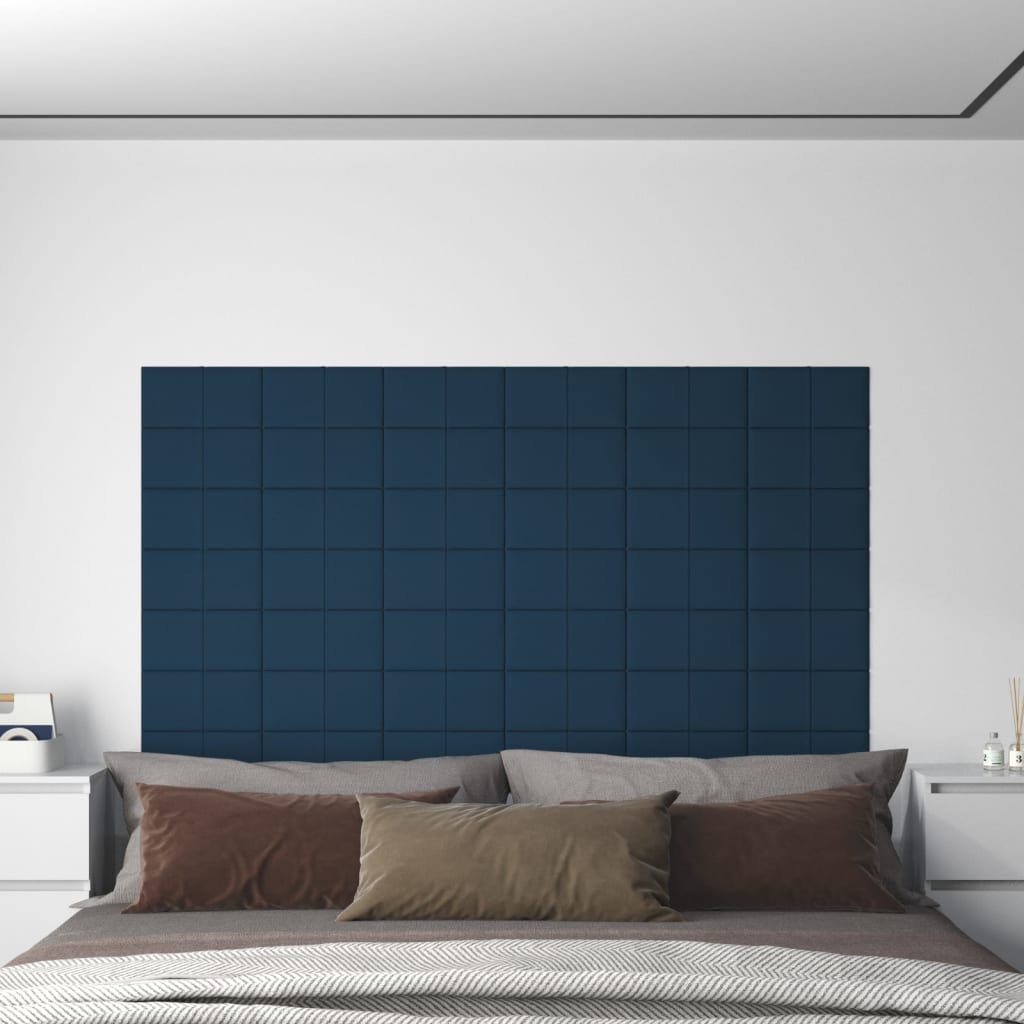 Panele ścienne, 12 szt., niebieskie, 30x15 cm, aksamit, 0,54 m²