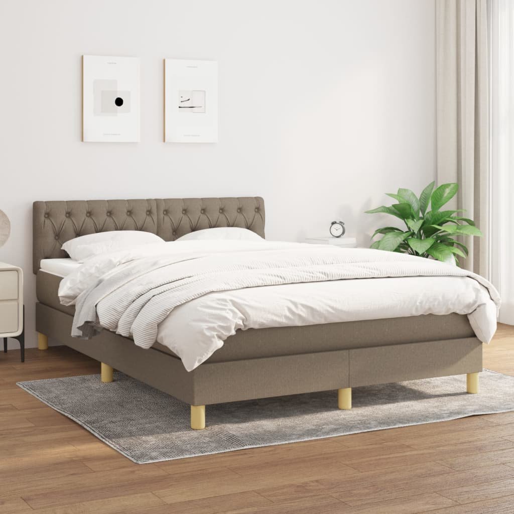 Lumarko Łóżko kontynentalne z materacem  taupe  tkanina  140x200 cm