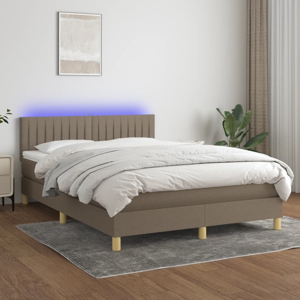 Lumarko Łóżko kontynentalne z materacem  taupe  140x200 cm  tkanina