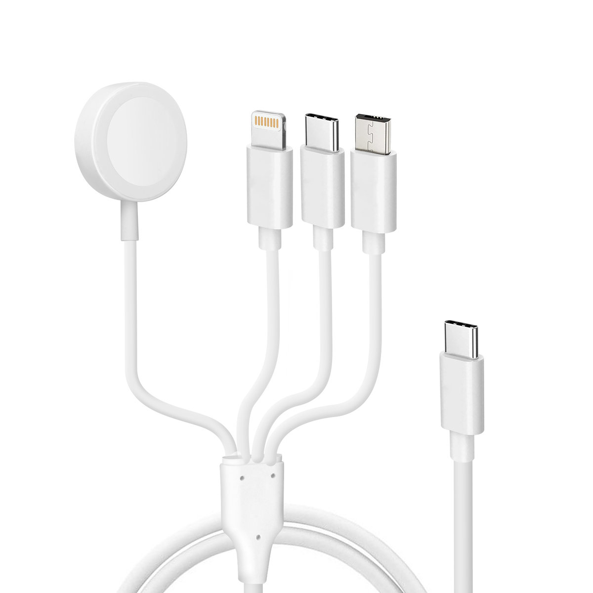 Kabel USB-C do Lightning, Micro-USB, USB-C i ładowarki magnetycznej 2A biały