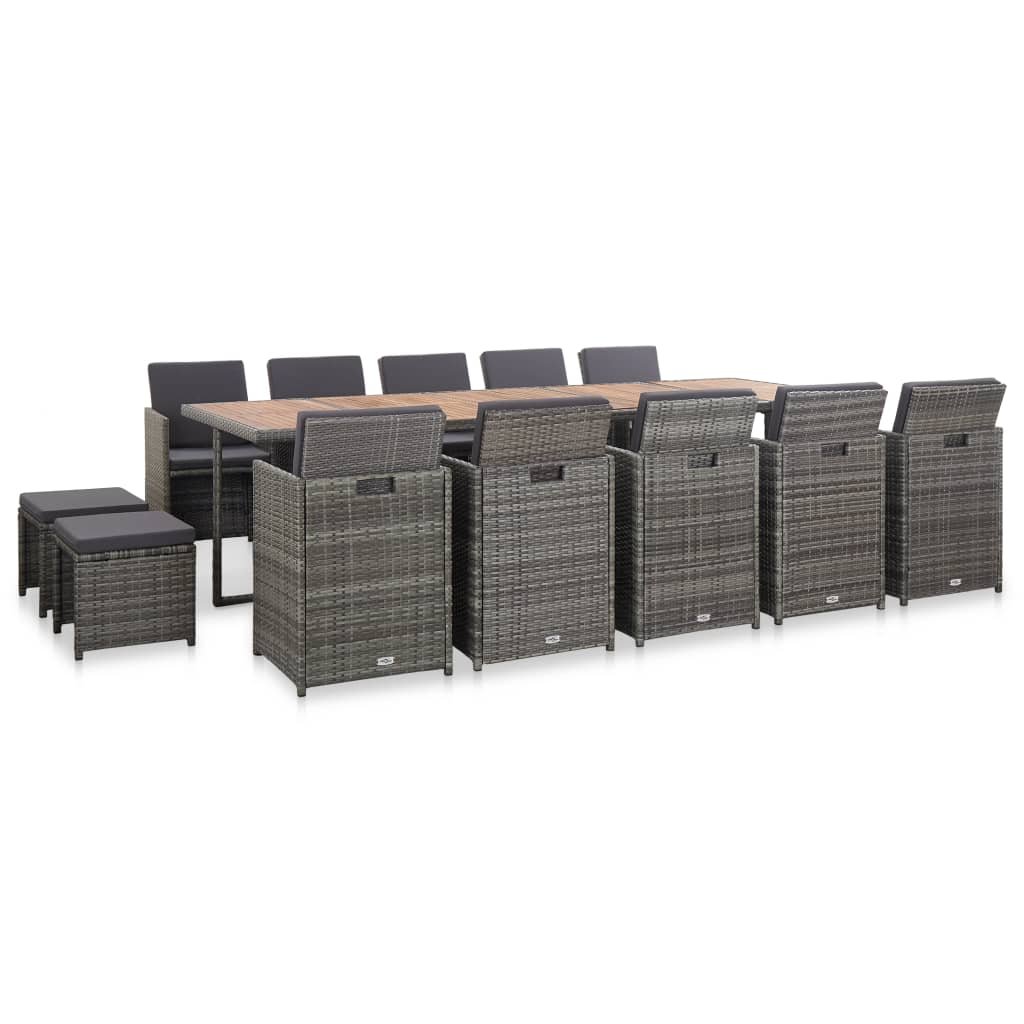 15-cz. zestaw mebli do ogrodu z poduszkami, rattan PE, antracyt vidaxl