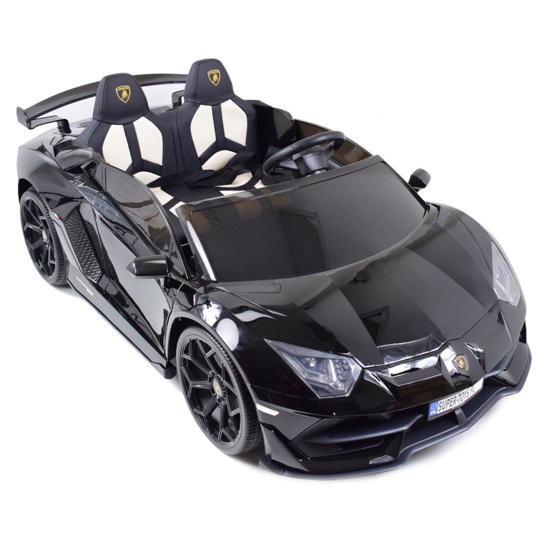 Import SUPER-TOYS Import SUPER-TOYS LICENCJONOWANY LAMBORGHINI AVENTADOR SVJ DLA 2 DZIECI FUNKCJA DRIFTU LAKIER SUPER JAKOŚĆ MIĘKKIE SIEDZENIE MIĘKKIE KOŁA/SX20 SX-2028-LAKIER-CZARNY