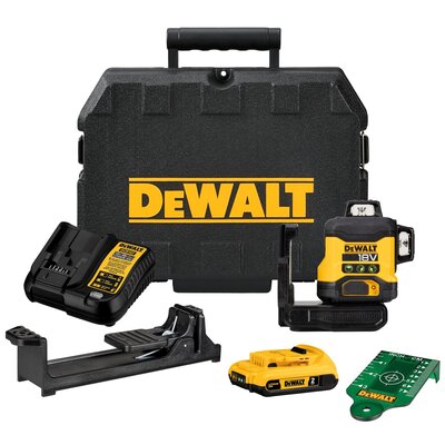 DeWalt DCLE34031D1-QW akumulatorowy laser krzyżowy 18V 1x2,0Ah Li-Ion 3x360° z zieloną wiązką lasera w walizce