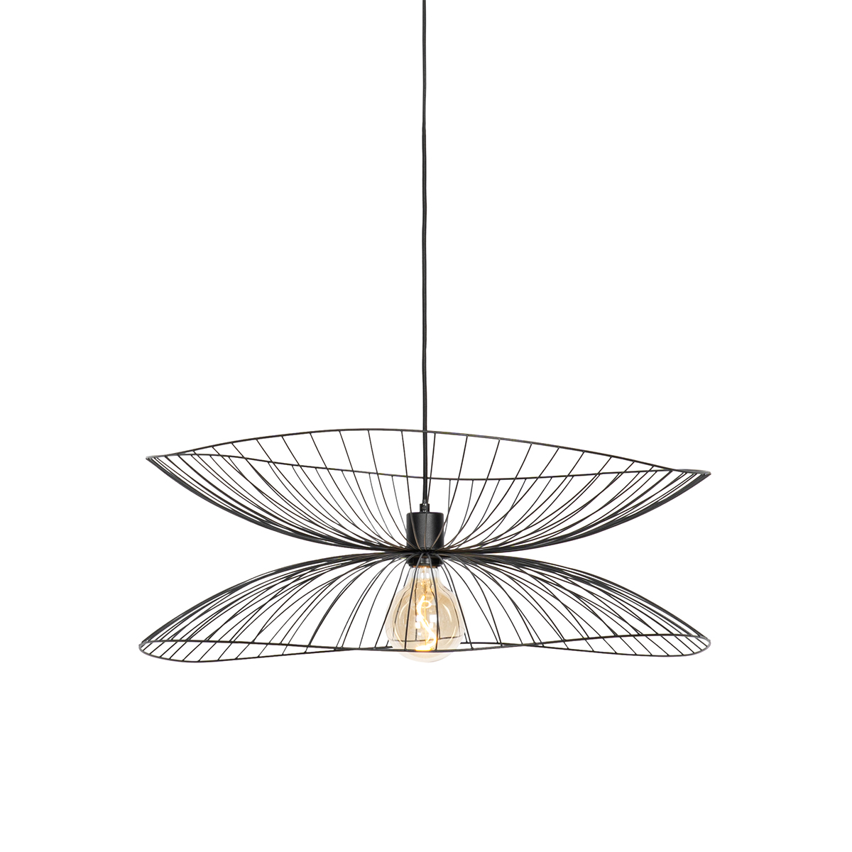 QAZQA Designerska lampa wisząca czarna 66cm - Pua
