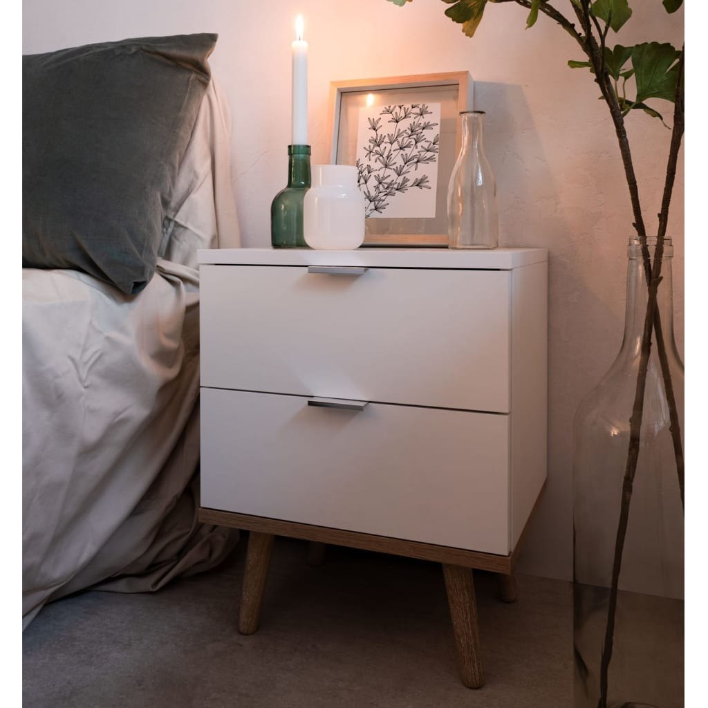Finori Szafka nocna Göteborg 60, biel i dąb sonoma
