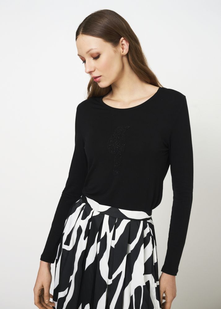 Czarna bluzka damska longsleeve