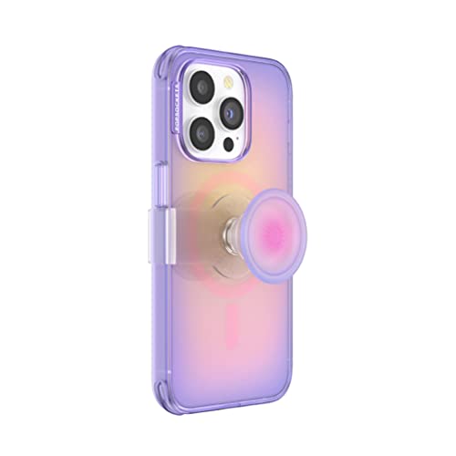 PopSockets: PopCase PlantCore dla MagSafe pokrowiec na rośliny dla iPhone 14 Pro z uchwytem i uchwytem przesuwnym PopGrip Slide z wymiennym topem - Aura