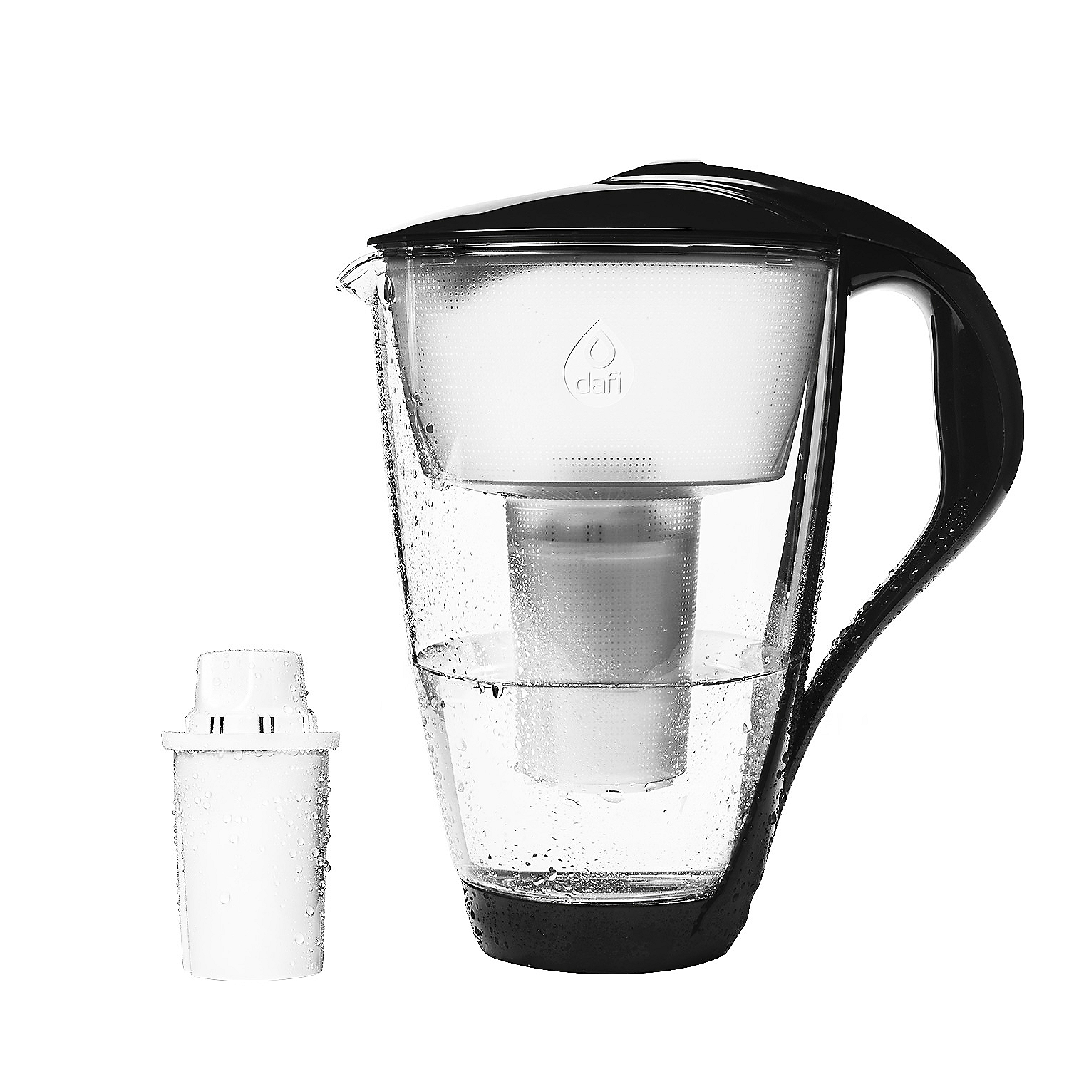 Dafi Dzbanek filtrujący szklany 2 L CRYSTAL, czarny, Classic LED
