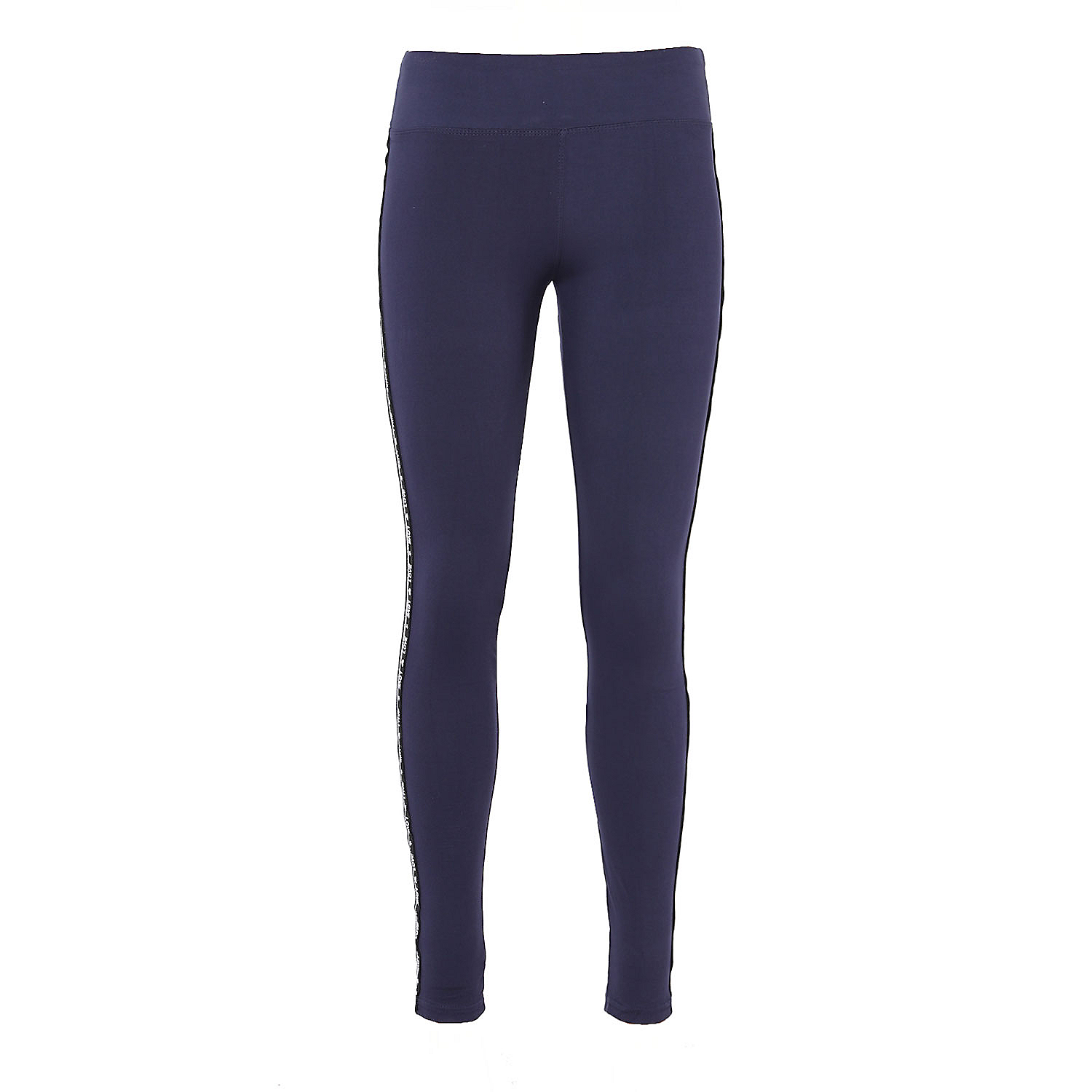 Legginsy damskie, niebieskie z lampasem Love, S/M, z wysokim stanem