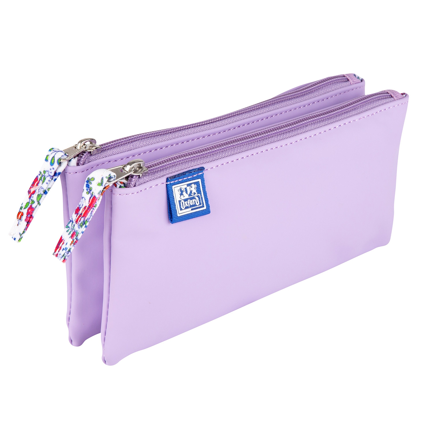 Piórnik saszetka Floral, podwójna, pastelowa liliowa