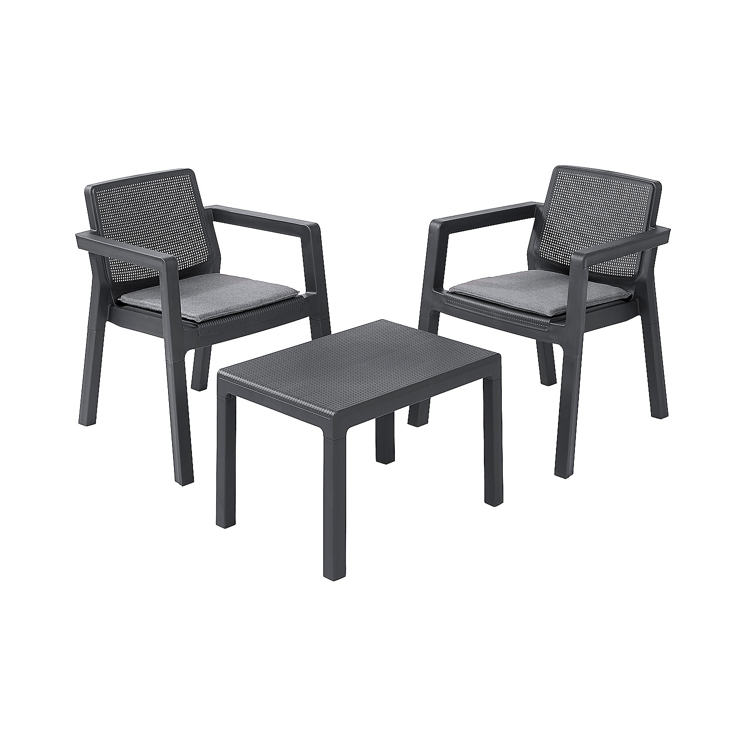 Zestaw mebli ogrodowych Emily Balcony, z poduszkami, antracyt