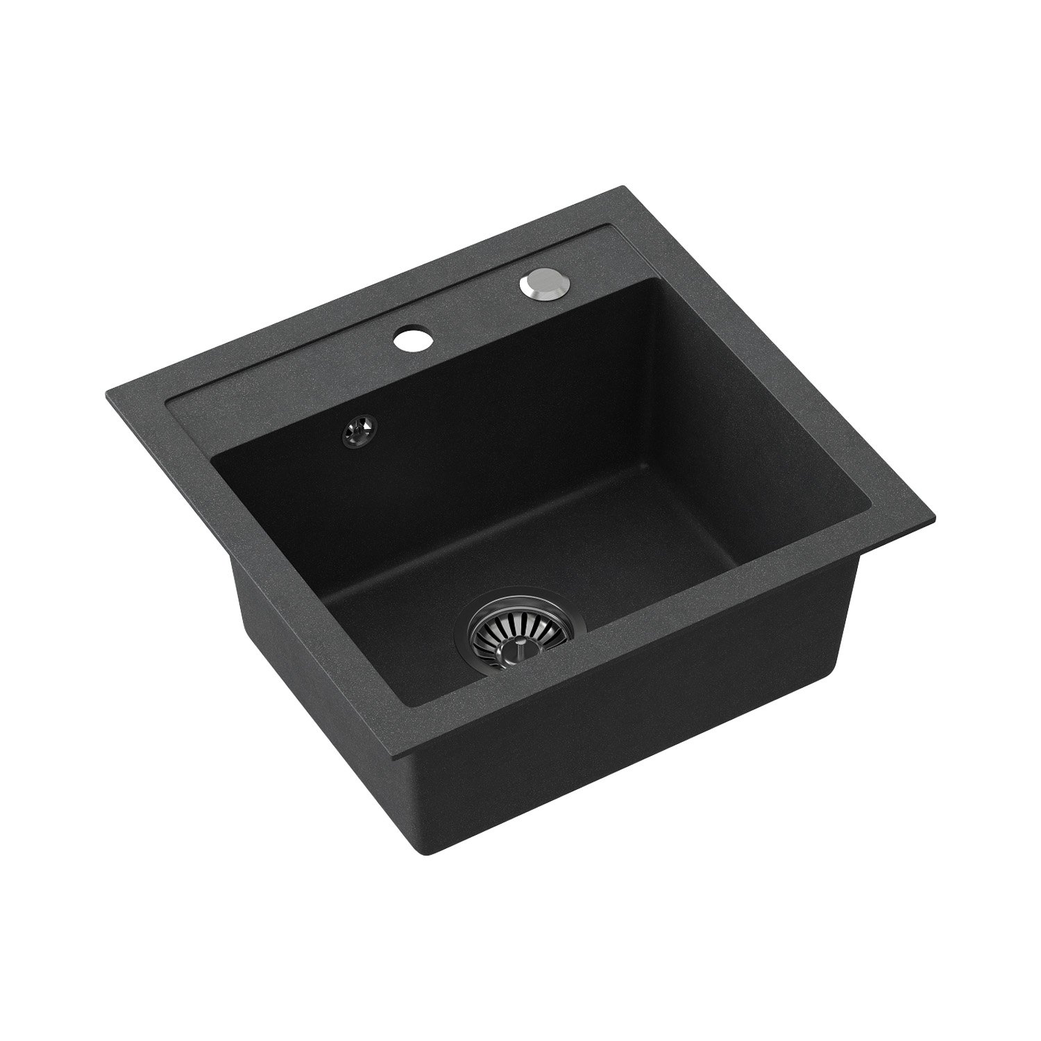 Zlewozmywak granitowy jednokomorowy czarny Root Chef Box, 500 x 470 x 185 mm