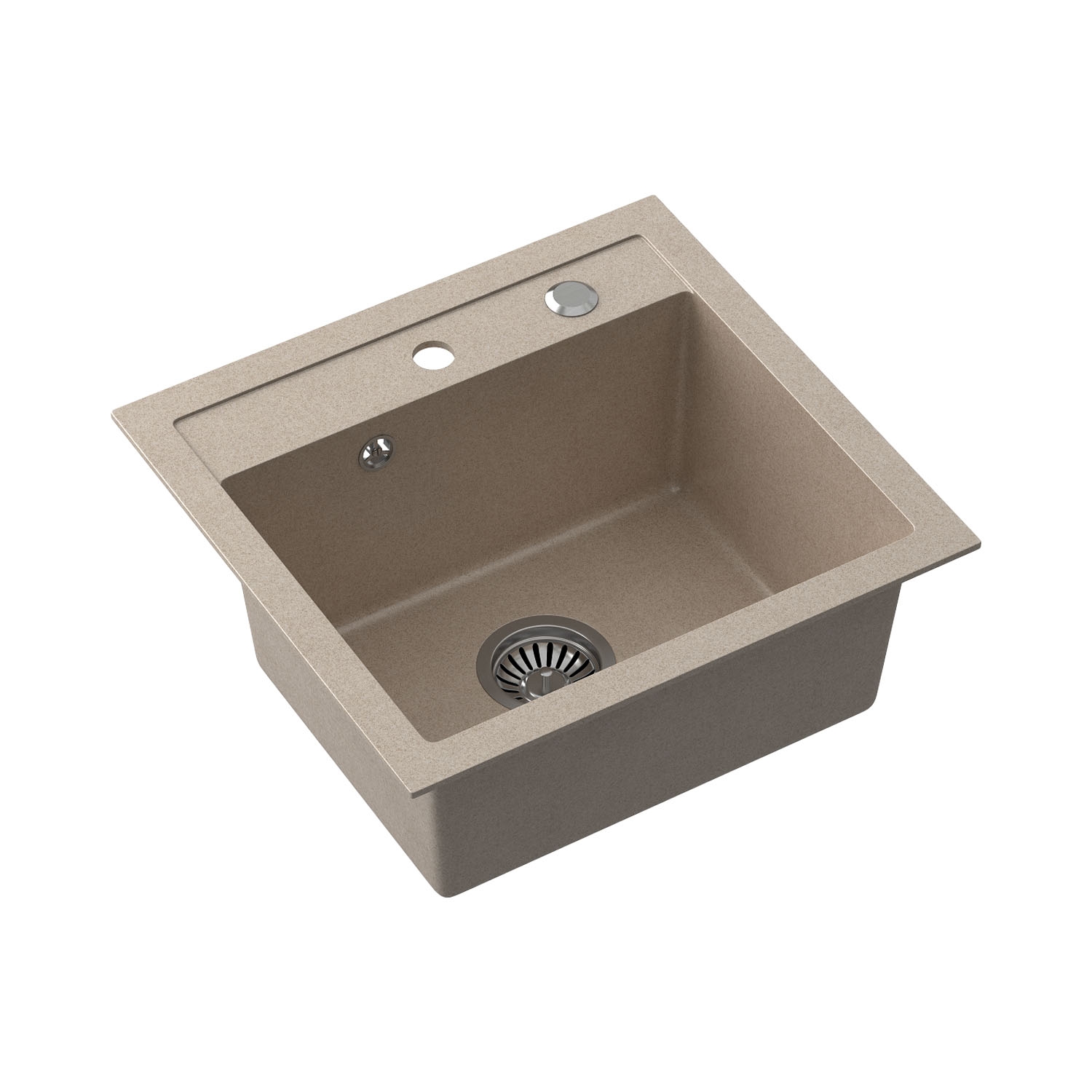 Zlewozmywak granitowy jednokomorowy beżowy Root Chef Box, 500 x 470 x 185 mm
