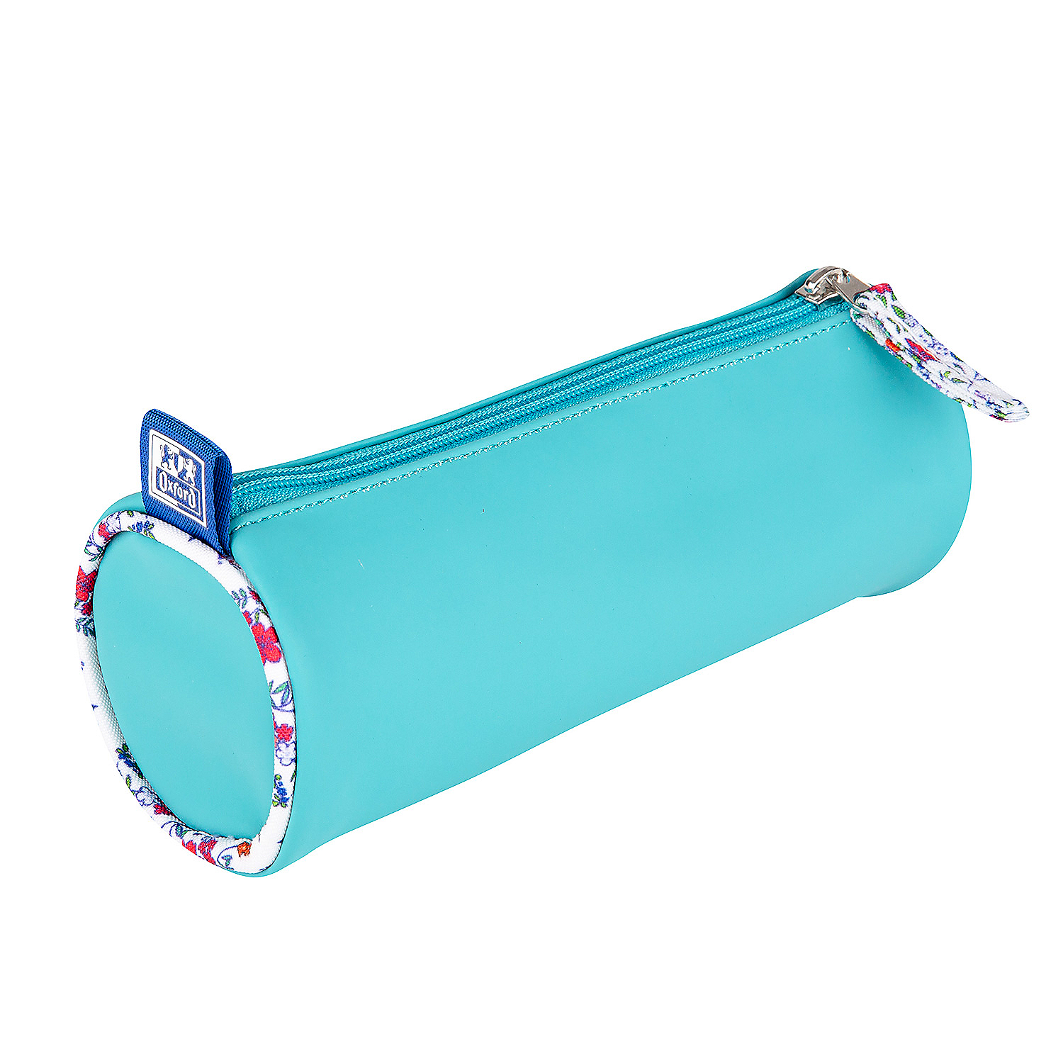 Piórnik tuba Floral, pastelowy turkusowy