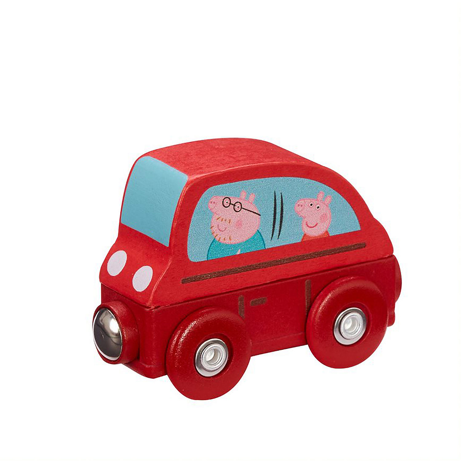 Drewniany mini pojazd Peppa, czerwone auto