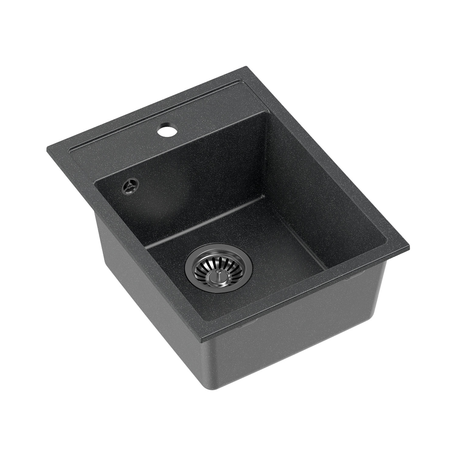 Zlewozmywak granitowy jednokomorowy czarny Root Chef Mini, 390 x 500 x 204 mm