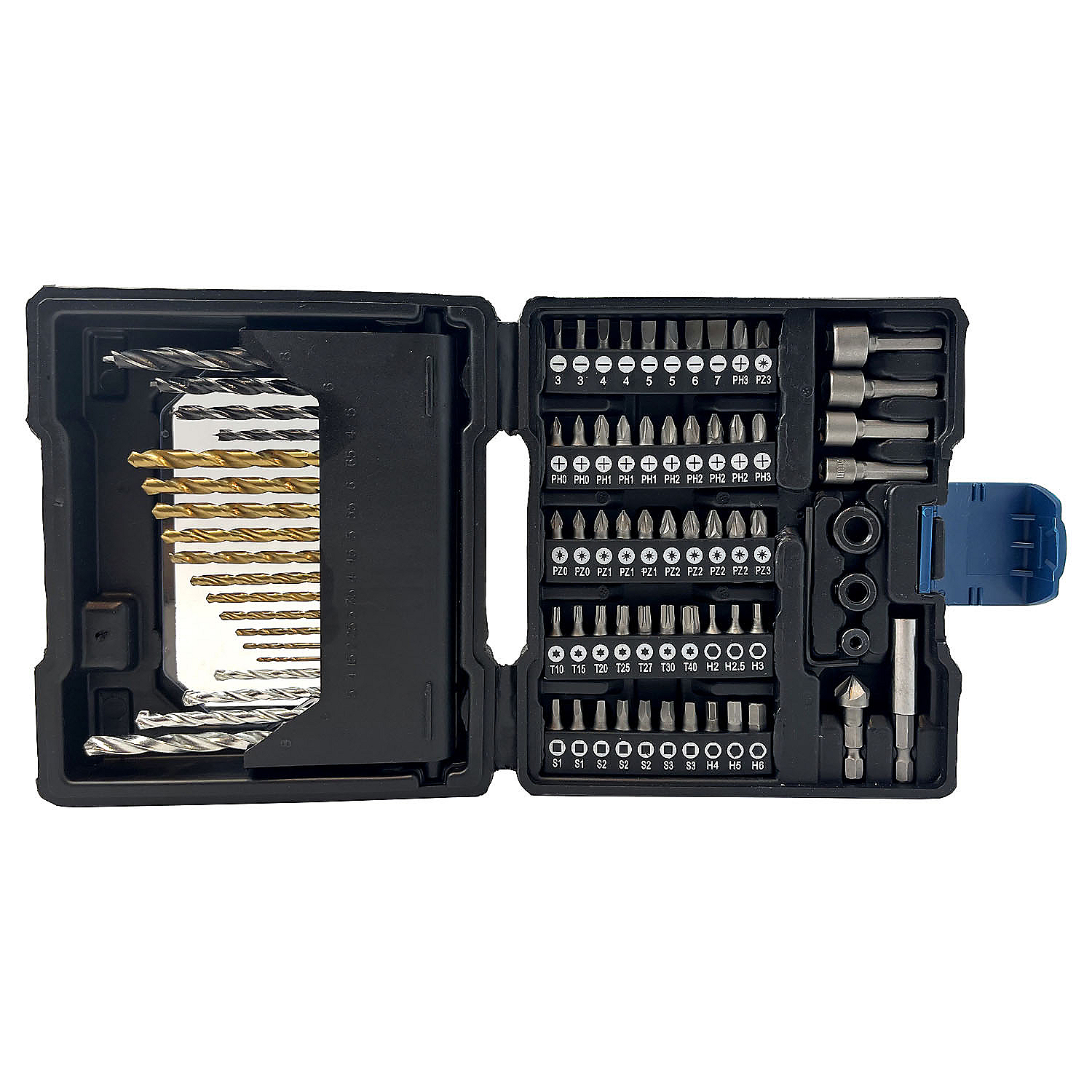 Zestaw wierteł, 79 sztuk, walizka