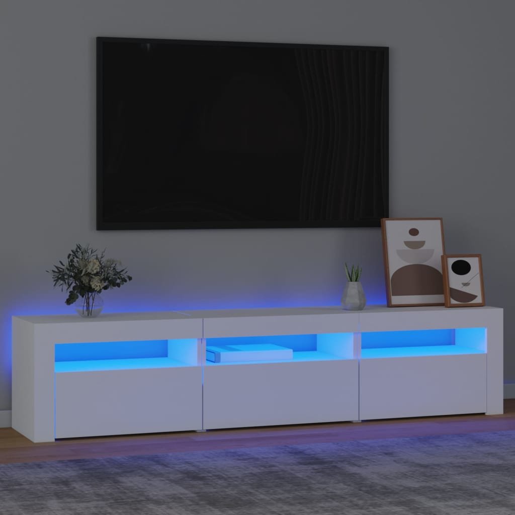 Lumarko Szafka pod TV z oświetleniem LED, biała, 180x35x40 cm