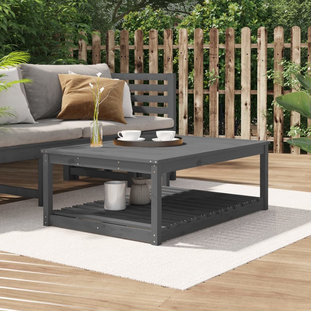 vidaXL Stolik ogrodowy, szary, 121x82,5x45 cm, lite drewno sosnowe