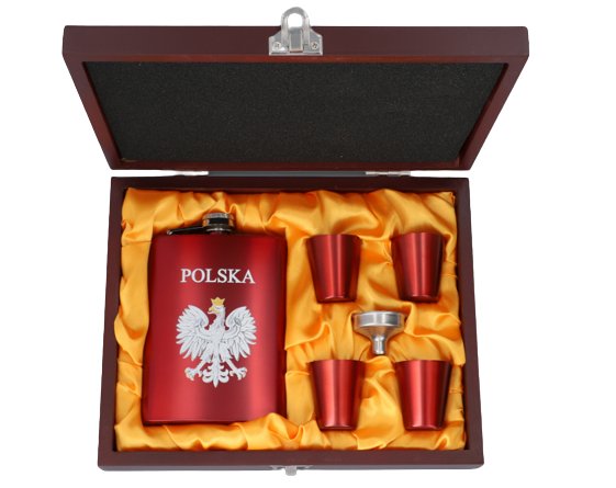 Piersiówka Lejek Kieliszki Polska Godło Polski