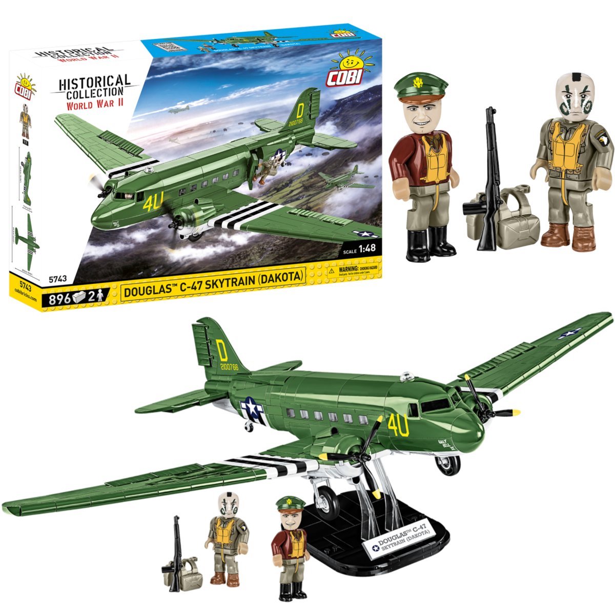 KLOCKI COBI 5743 Samolot Douglas C-47 Skytrain Dakota HC WW2 896 El.