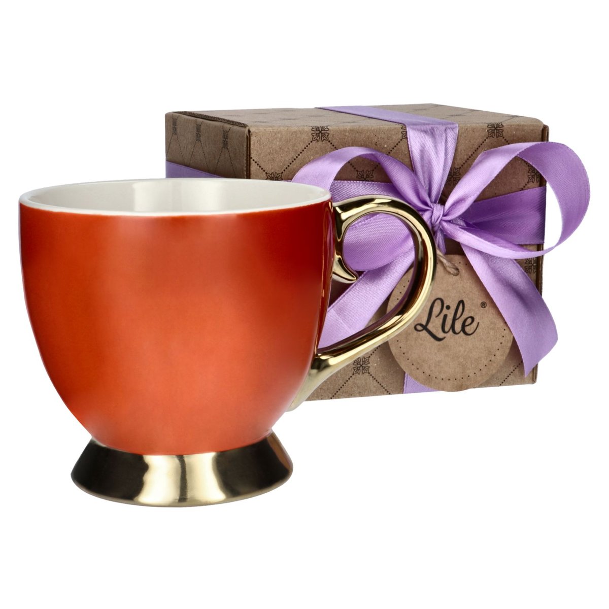 Filiżanka porcelanowa do kawy odcienie pomarańczowego 395 ml Lile Paeonia LI-043G