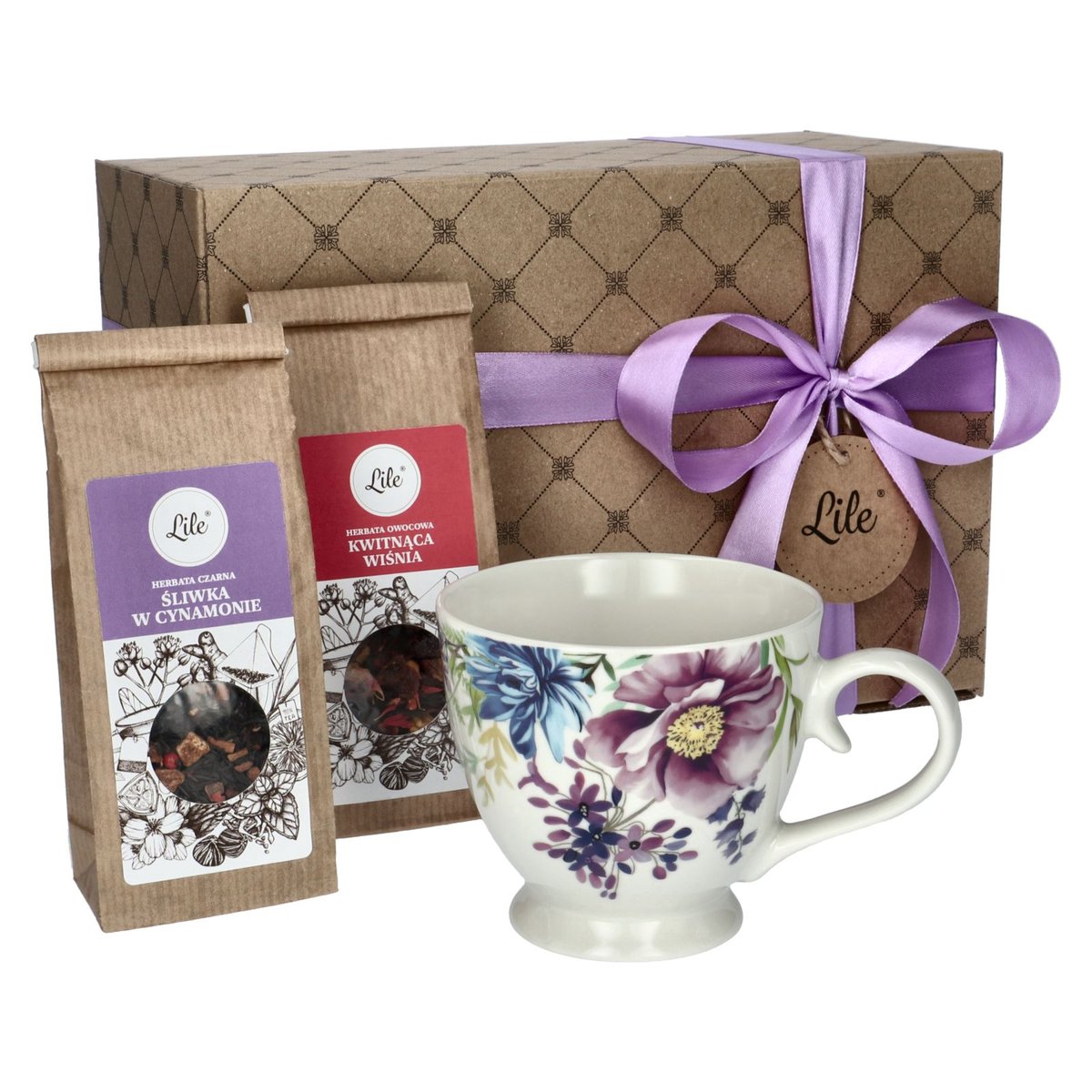 Filiżanka porcelanowa z herbatą Śliwka w Cynamonie + Kwitnąca Wiśnia 345 ml Lile Colibri LI-082G