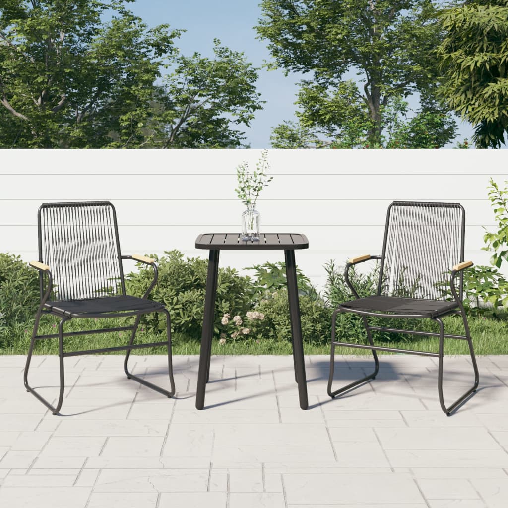 vidaXL Krzesła ogrodowe, 2 szt., czarne, 58x59x85,5 cm, rattan PVC