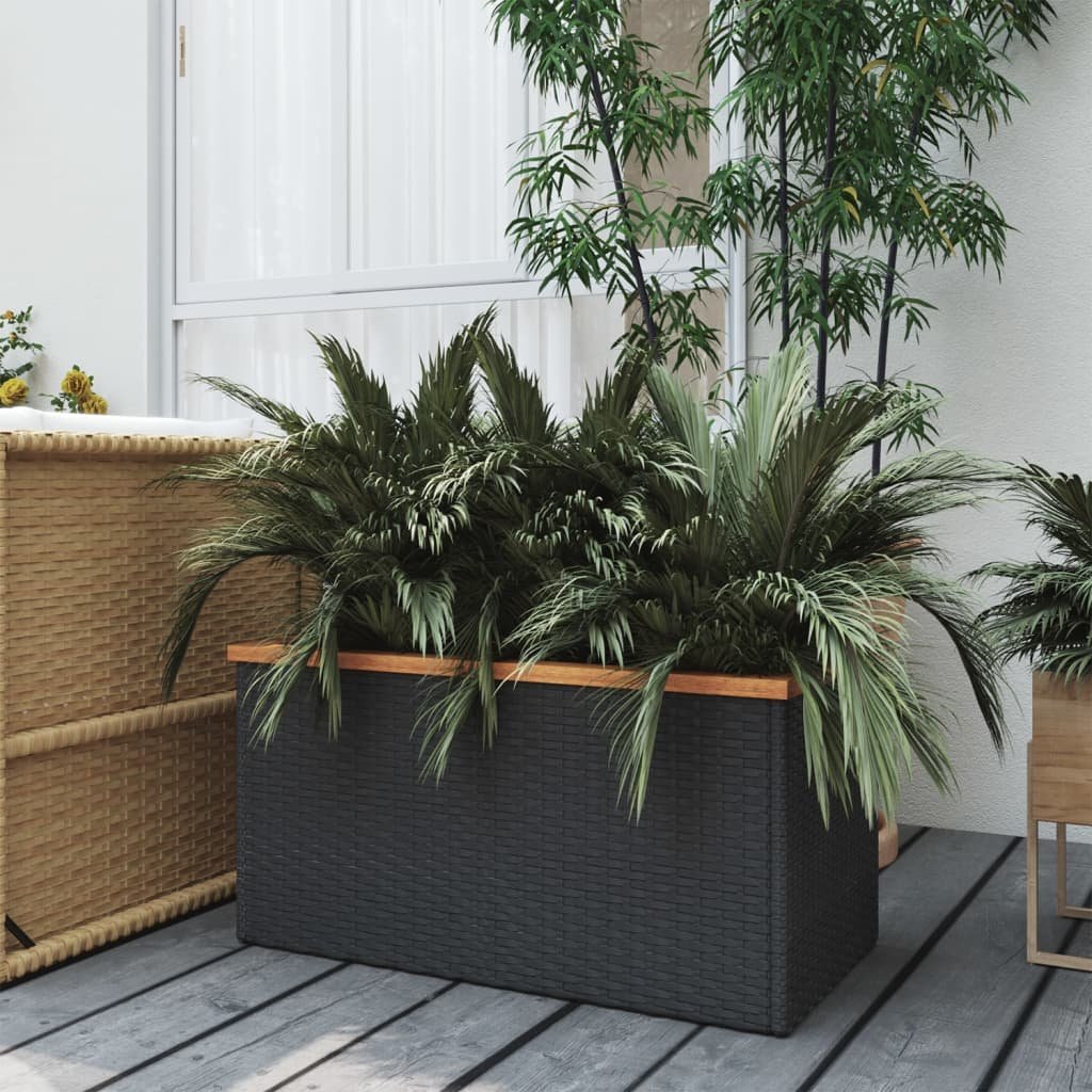 vidaXL Donica, czarna, 80x40x40 cm, polirattan