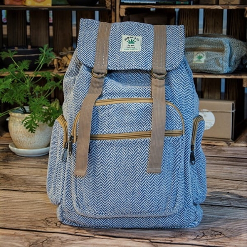 Plecak konopny - błękitny