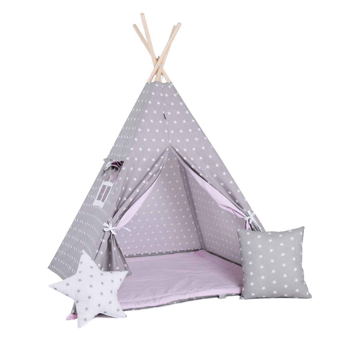 SowkaDesign Namiot tipi dla dzieci, bawełna, okienko, poduszka, różowy pyłek