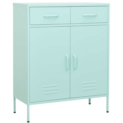 Miętowa stalowa szafka z 2 szufladami C7-Z11
