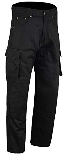 Australian Bikers Gear ABG – dżinsy motocyklowe/spodnie cargo – z DuPontTM Kevlararamid FIBRE zdejmowane wyposażenie samochodowe, czarne, 48 l / L38 (38 l)