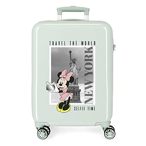 Disney Mickey y Minnie Travel The World New York Walizka kabinowa Zielony 38x55x20 cms Sztywne zapięcie z boku 34L 2 kg 4 koła Podwójne bagaż ręczny, Zielony, Talla única, Walizka kabinowa