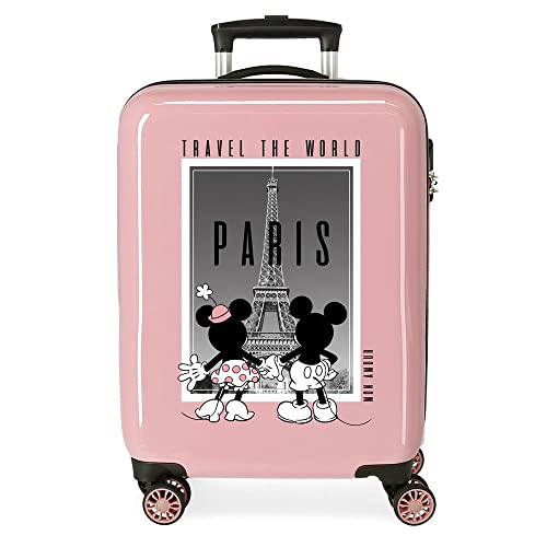 Disney Mickey y Minnie Travel The World Paris Walizka kabinowa Nude 38x55x20 cms Sztywne zapięcie z boku 34L 2 kg 4 koła Podwójne bagaż ręczny, Różowy, Talla única, Walizka kabinowa