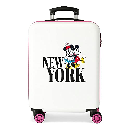 Disney Mickey & Minnie Trip to New York Walizka kabinowa Biały 38x55x20 cms Sztywne zapięcie z boku 35L 2 kg 4 koła Podwójne bagaż ręczny, Biały, Talla única, walizka kabinowa