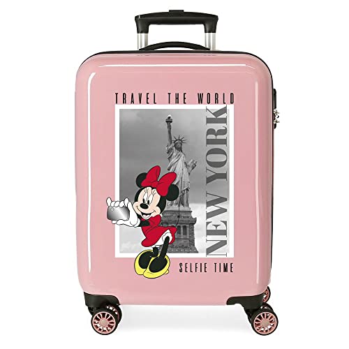 Disney Mickey y Minnie Travel The World New York Walizka kabinowa Nude 38x55x20 cms Sztywne zapięcie z boku 34L 2 kg 4 koła Podwójne bagaż ręczny, Różowy, Talla única, Walizka kabinowa