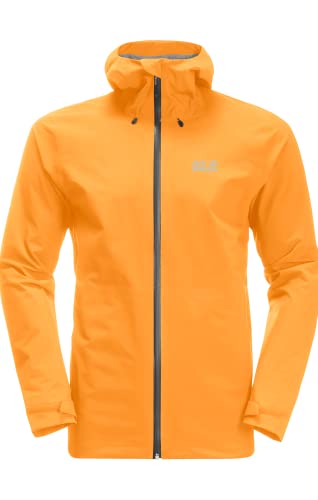 Jack Wolfskin Męska kurtka przeciwdeszczowa HIGHEST PEAK JACKET M (1115131_3087) wodoodporna i wiatroszczelna, wygodna, pomarańczowa pop XL EU