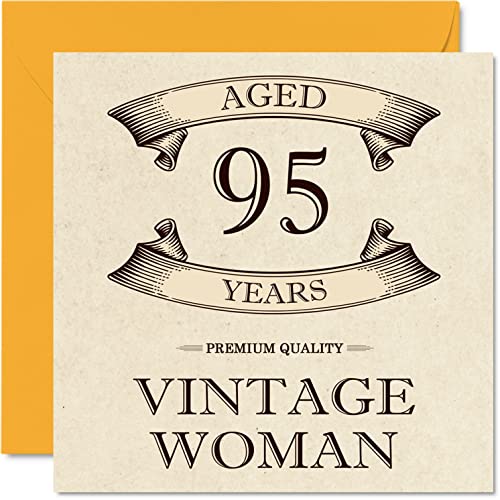 Kartki urodzinowe w stylu vintage dla kobiet w wieku 95 lat - zabawna kartka urodzinowa dla mamy siostry żony babci cioci 145 mm x 145 mm kartki okolicznościowe, kartka na 95. urodziny